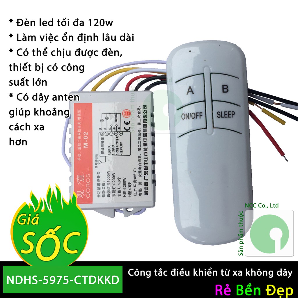 Công tắc điều khiển từ xa không dây - NDHS-5975-CTDKKD (Trắng)