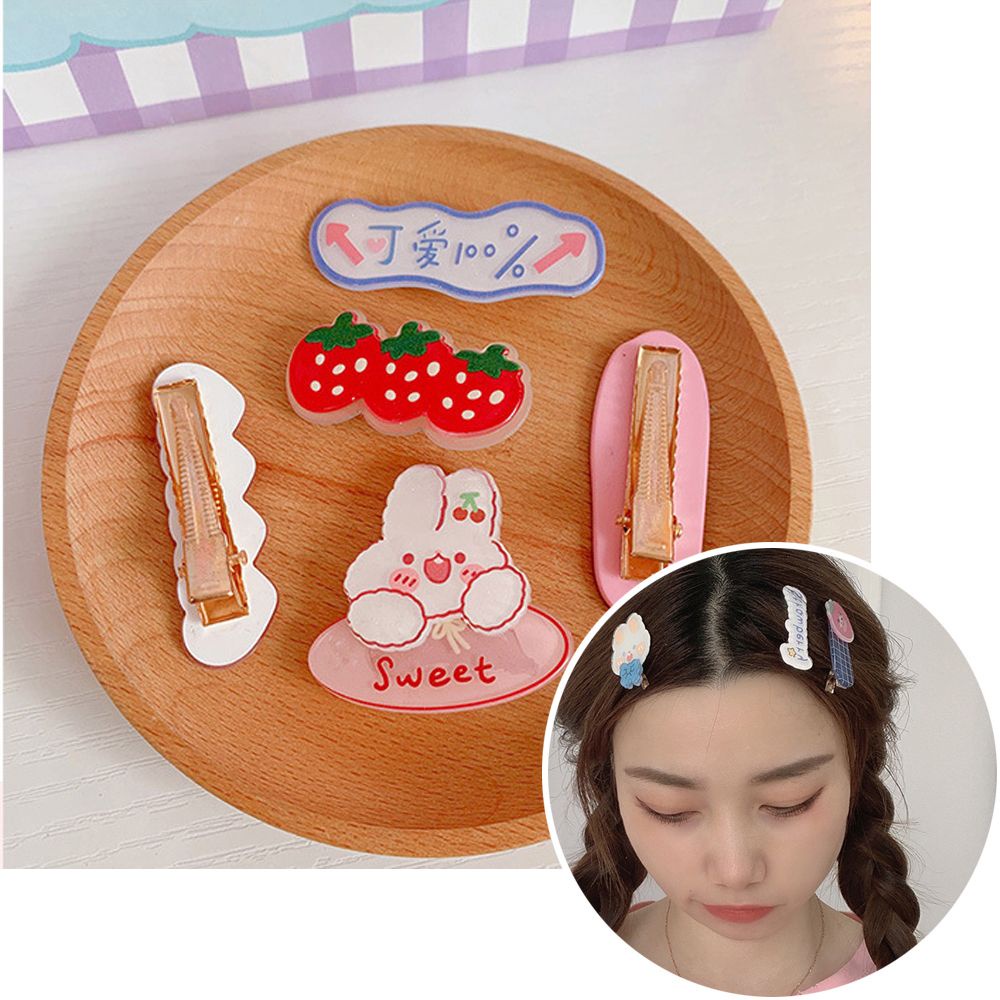 Kẹp Tóc Bằng Acrylic Hình Thỏ Hoạt Hình Đáng Yêu Cho Nữ