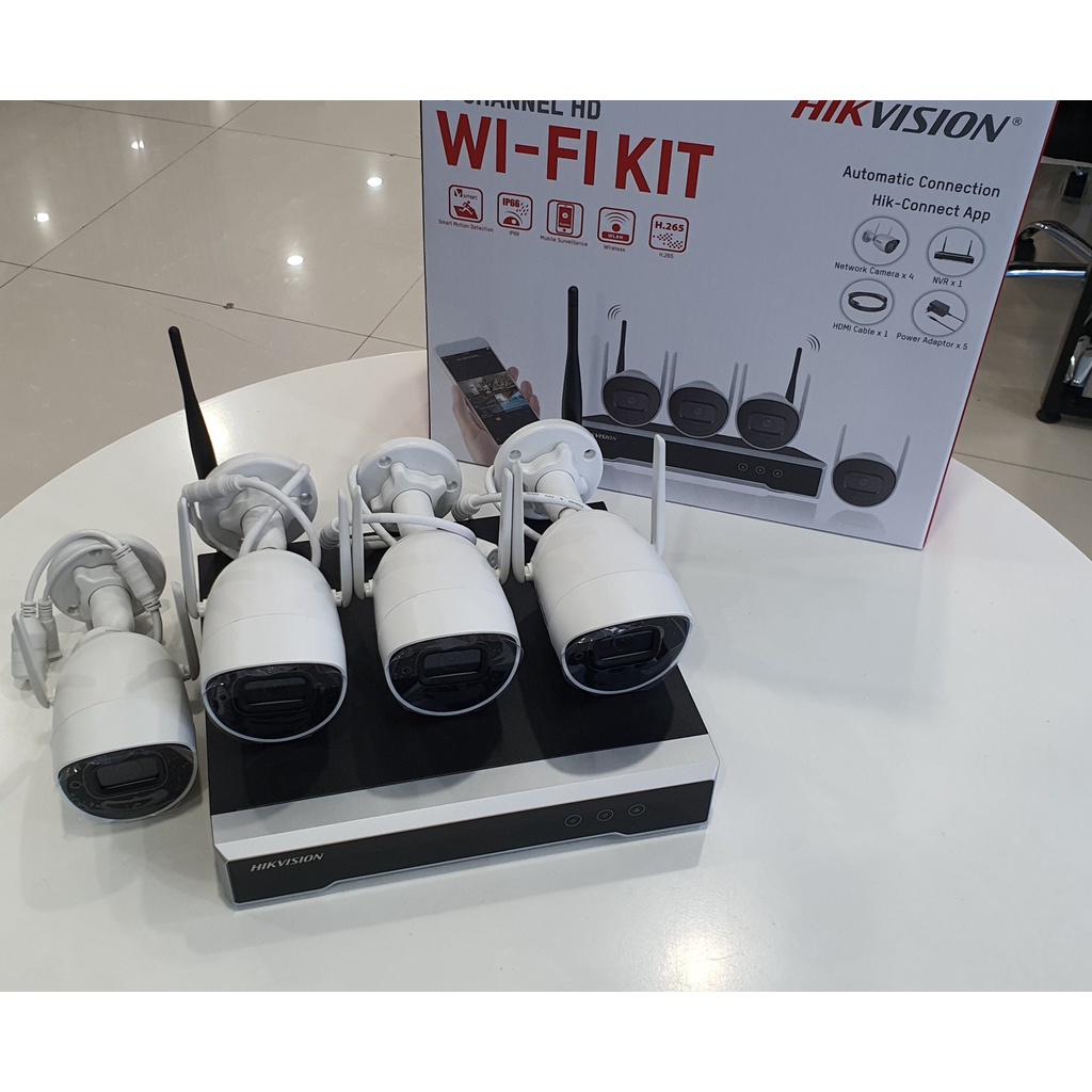 BỘ KIT CAMERA WIFI 2MP THẾ HỆ MỚI TRỌN BỘ (4 CAMERA THÂN TRỤ + 1 Đầu ghi NVR) HIKVISION NK42W0H | BigBuy360 - bigbuy360.vn