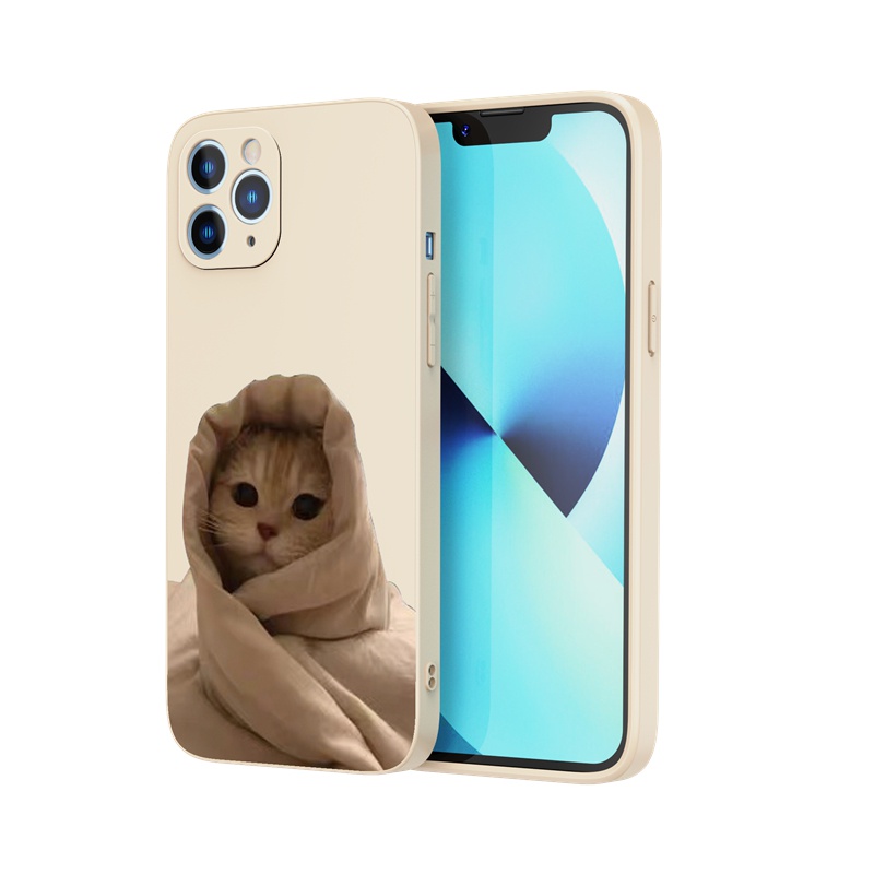 Ốp lưng iphone Ốp điện thoại SUNTAIHO silicon mềm hình chú mèo ngủ đáng yêu thích hợp cho iPhone 13 12 11 Mini Pro X XR XS Max 7/8 Plus