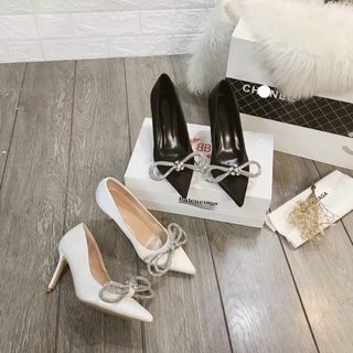 FREESHIP GIÀY CAO GÓT NỮ, CAO GÓT NƠ ĐÁ LỤA SANG CHẢNH MS H94