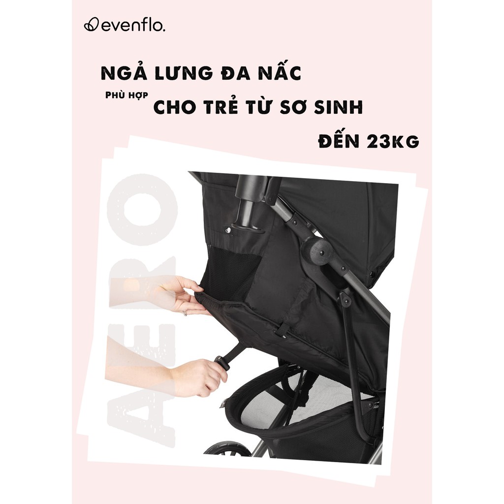 Xe đẩy du lịch Evenflo Aero siêu nhẹ bé dùng sơ sinh tới 6 tuổi