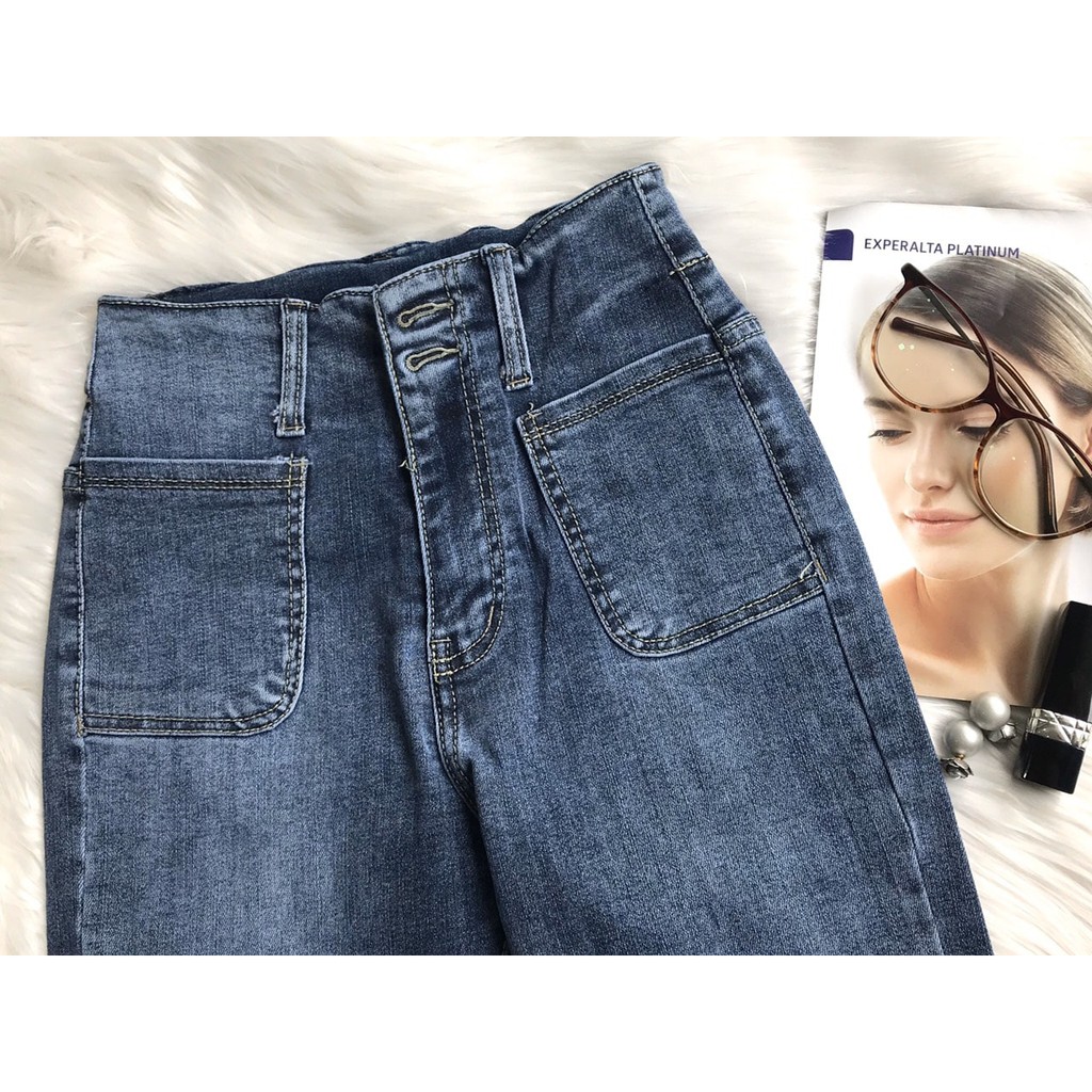 Quần jeans côn cạp cao túi ốp nữ 2020 (ảnh thật) | BigBuy360 - bigbuy360.vn