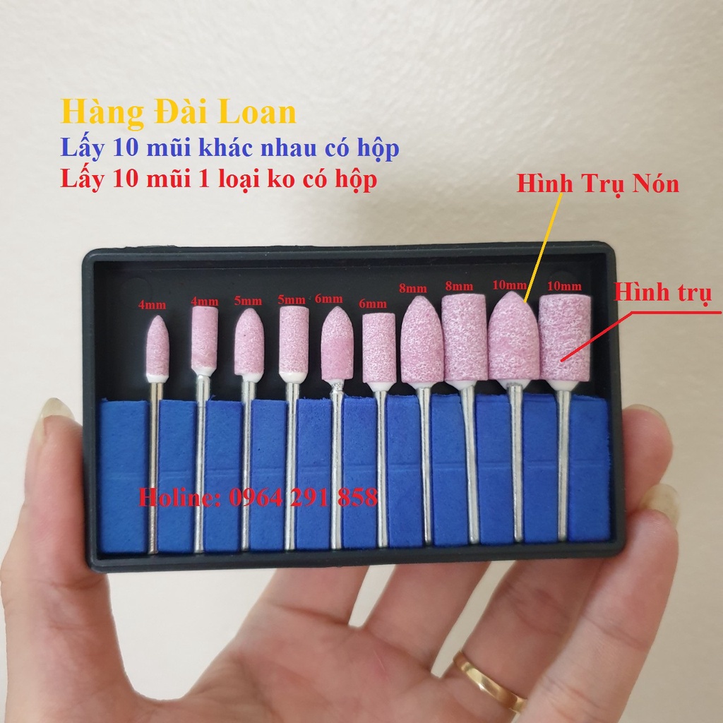 Mũi đầu đá mài mini đủ kích cỡ cán 3mm hàng cao cấp hộp xanh