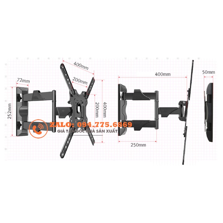 [Hàng Chính Hãng] Giá Treo Tivi Xoay Góc Đa Năng NB - P4 32 - 55 inch