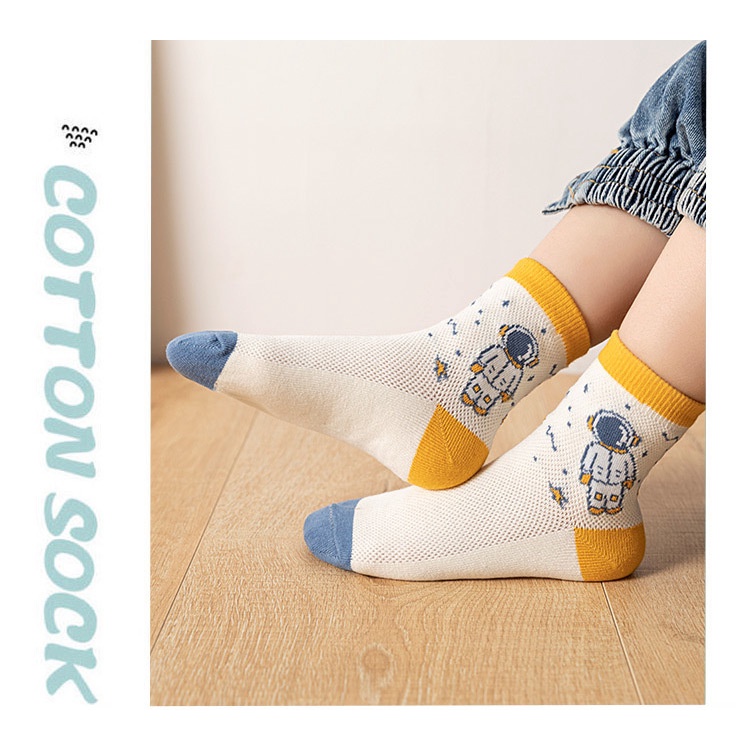 Vớ Lưới Mỏng Thoáng Khí Họa Tiết Phi Hành Gia Hoạt Hình Đáng Yêu Cho Trẻ Em