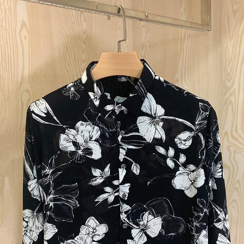 Áo Sơ Mi Tay Dài Họa Tiết Hoa Thời Trang Cho Nam