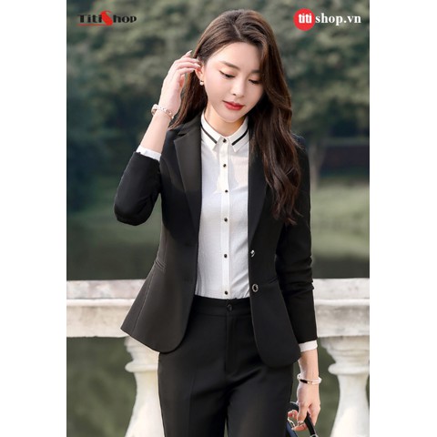 Aó vest Nữ Titishop ACC72 Đen 2 nút cài