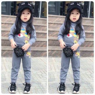 Bộ cotton len cổ 3 phân cho bé