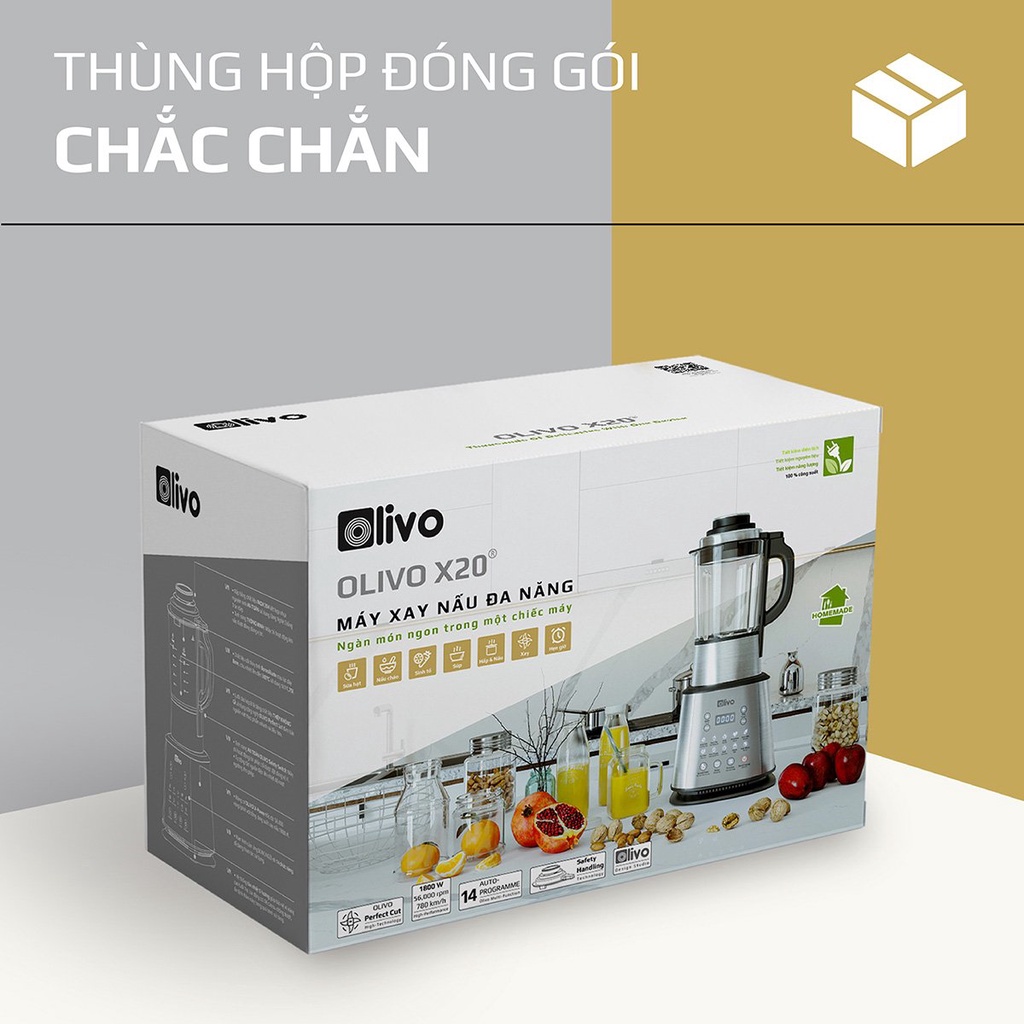 [Chính Hãng] Máy Làm Sữa Hạt Olivo X20, BH 24 Tháng, Máy Xay Đa Năng, Làm Sữa Hạt Siêu Mịn, Thương Hiệu Mỹ