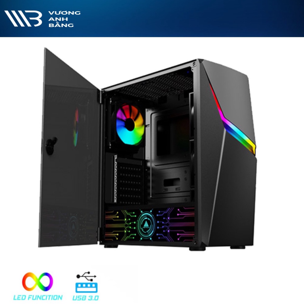 Vỏ Case Vision FA-400 eSPORT Gaming (1 Fan LED RGB, LED Cover nguồn)