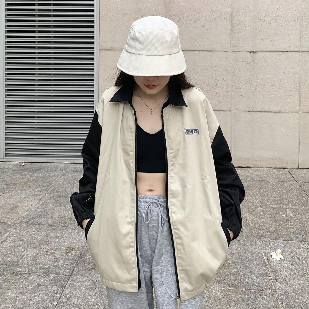 Áo Khoác Bomber BMO LAB Jacket Form Rộng Vải Khaki Dày Dặn Ulzzang Unisex