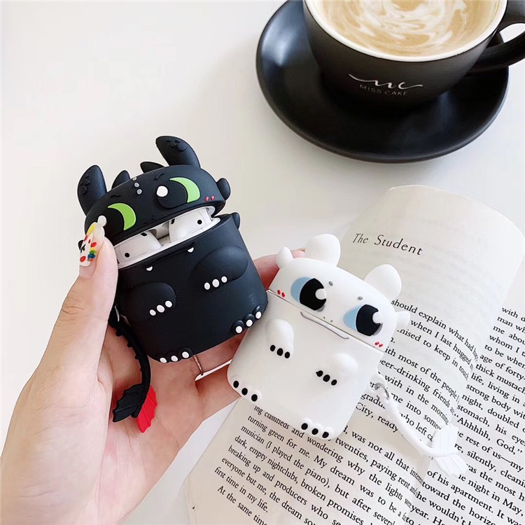 Case airpod 1 2 Rồng Light Fury Night Fury, Vỏ bao ốp Airpods silicon tai nghe không dây - Tặng kèm móc treo