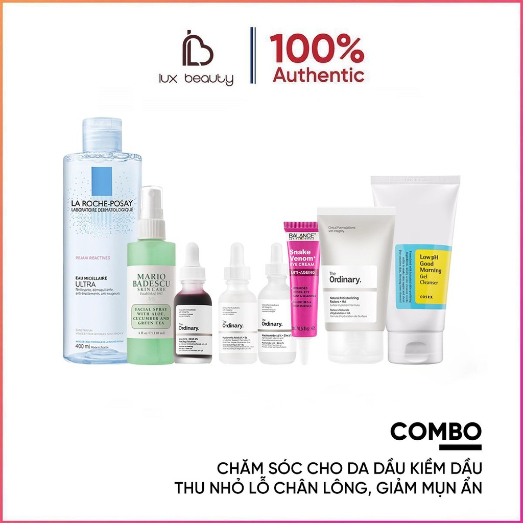 Combo chăm sóc cho da dầu kiềm dầu, thu nhỏ lỗ chân lông, giảm mụn ẩn