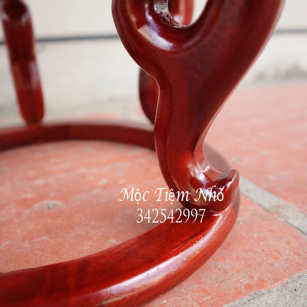 Kỷ khuyên tròn gỗ hương đỏ Kỷ chân-Đôn tròn chân-Đế bát hương