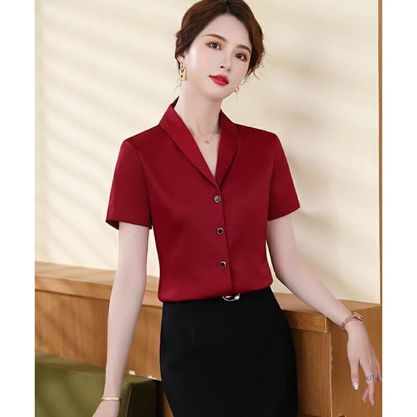 Áo sơ mi cộc tay kiểu dáng Hàn Quốc Chất lịa ngọc trai D10