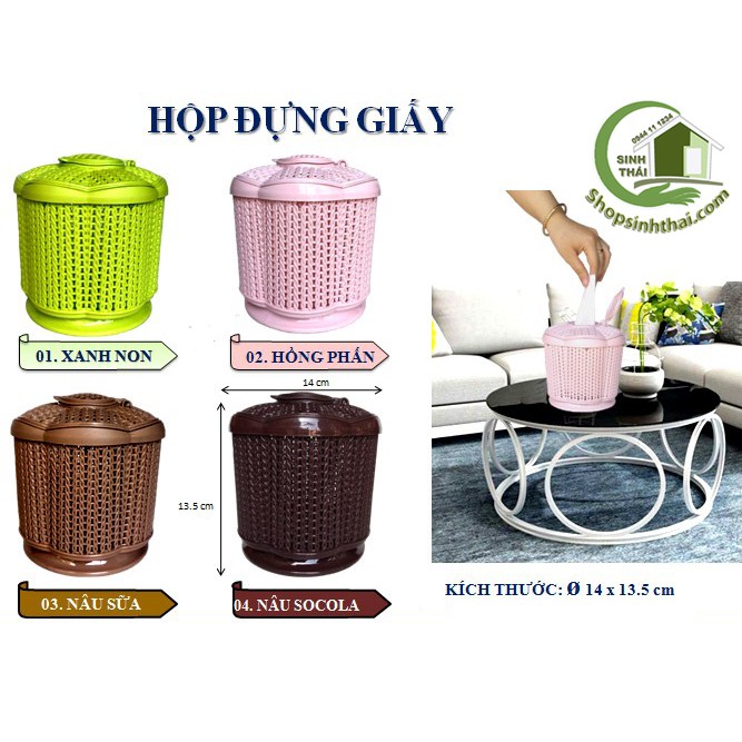 Hộp đựng giấy có nắp đậy hình tròn - Hộp đựng giấy hình hoa mai Thắng Lợi - giao màu ngẫu nhiên