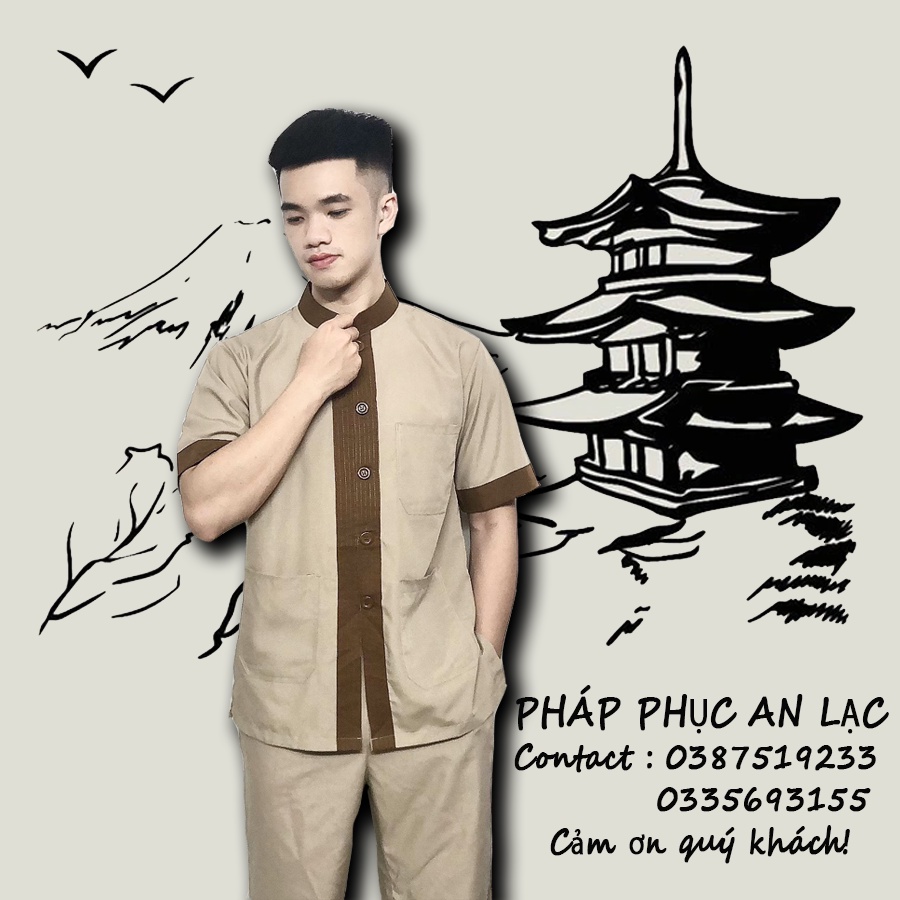 Đồ Lam Đi Chùa Cho Nam, Bộ Đồ Đi Lễ, Khóa Tu Cho Nam Cộc Tay, Vải Đẹp Thoáng Mát, Trẻ Trung Năng Động