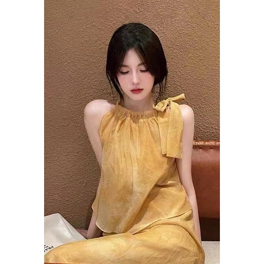 Summer French super fairy temperament thin suspender dress Sanya Tourism photo long skirt seaside holiday beach skirt