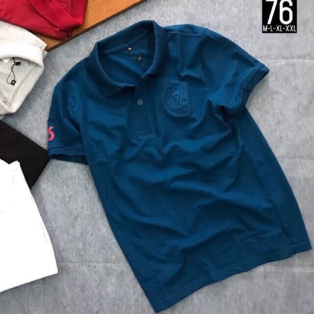 Áo thun cổ bẻ logo dập 76