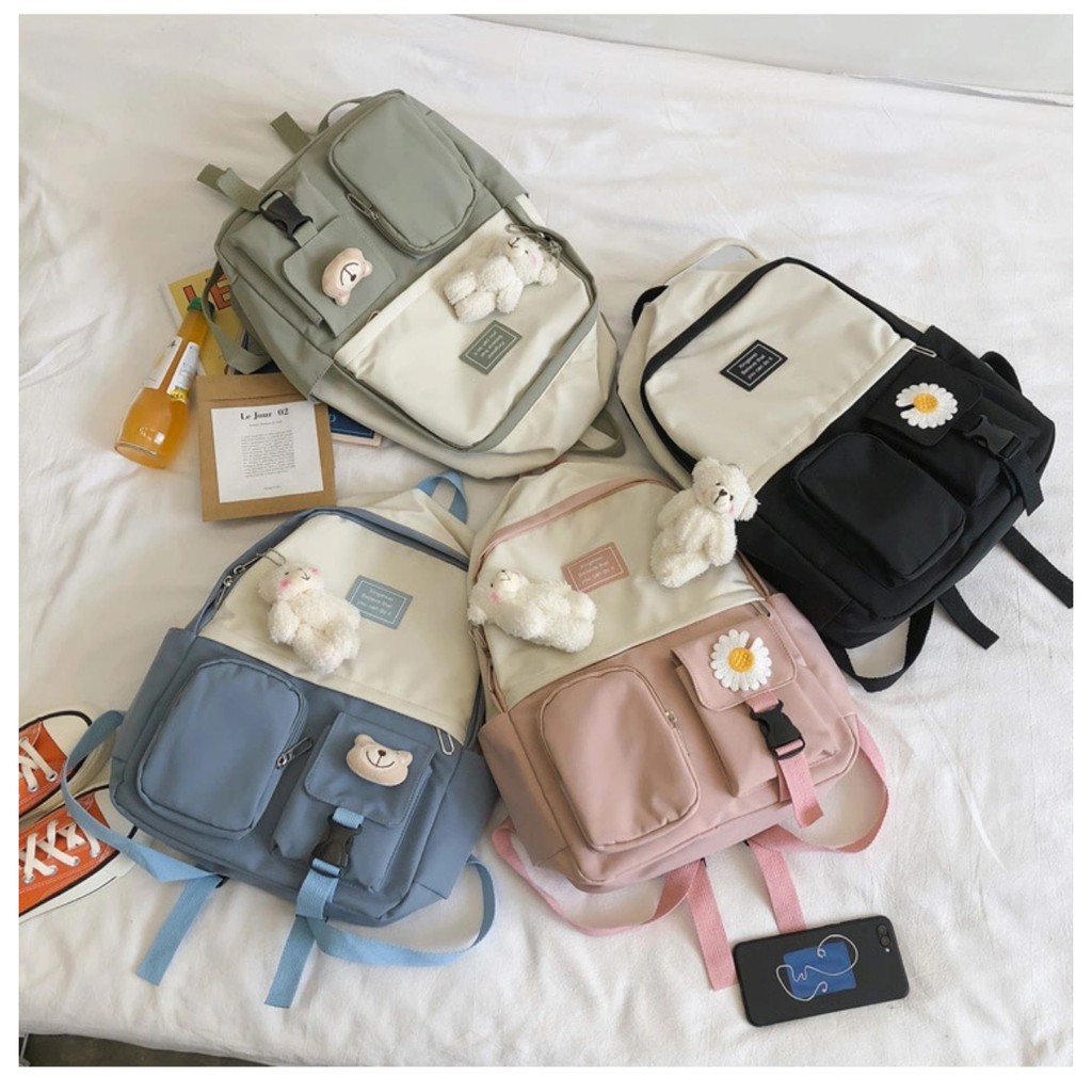 Ba lô chất dù hoa cúc pha mầu siêu đáng yêu đành cho nữ B030