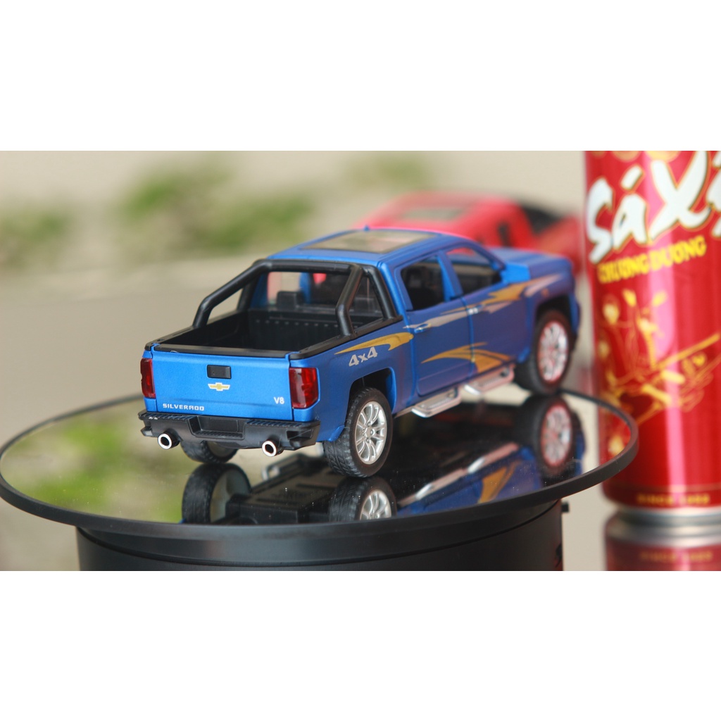 Xe mô hình tĩnh Chevrolet Silverado kim loại, Đồ chơi cao cấp X_BOX tỉ lệ 1:32 trang trí, quà tặng, sưu tầm