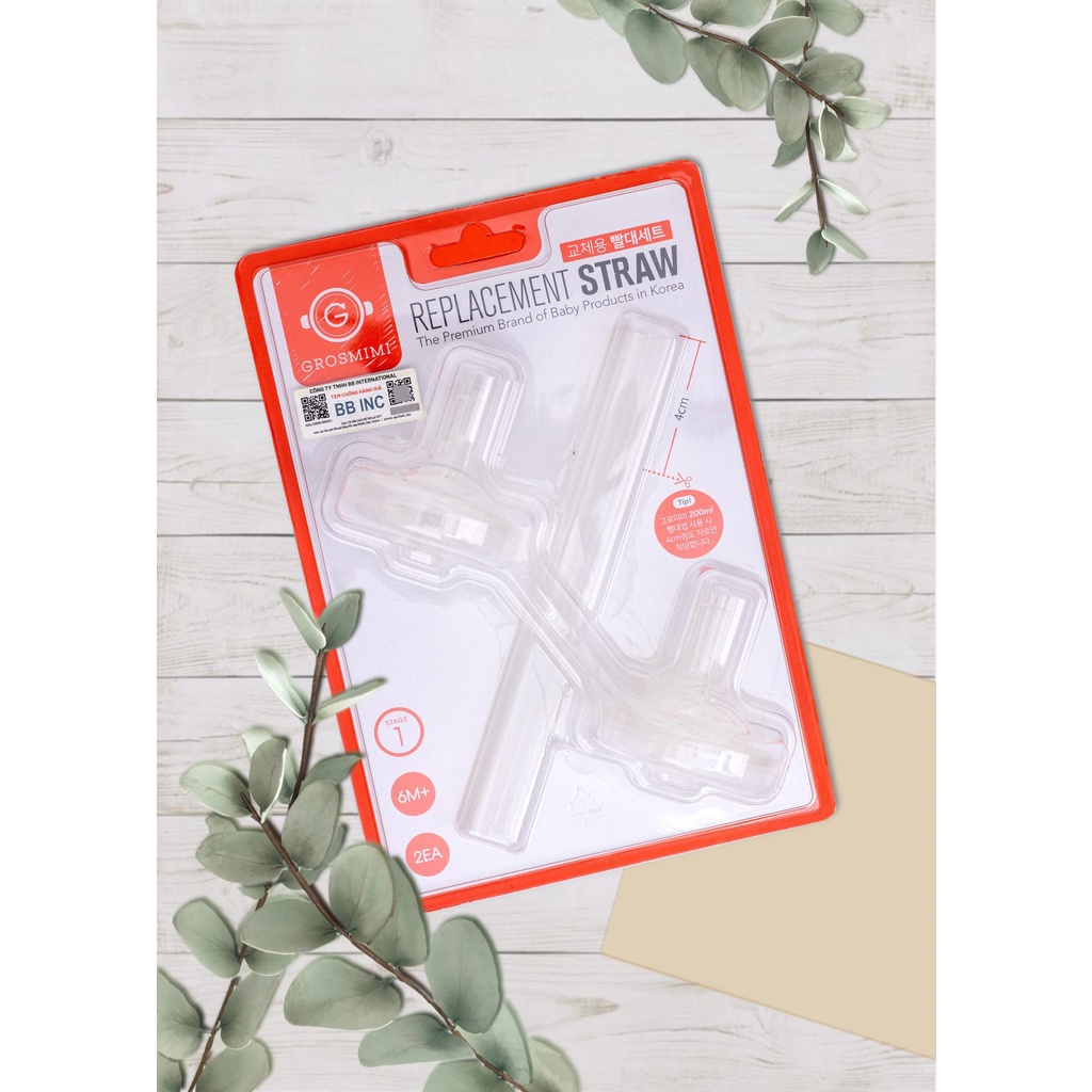 Bộ phụ kiện thay thế bình tập uống Grosmimi Replacement Straw Stage 1 , Stage 2