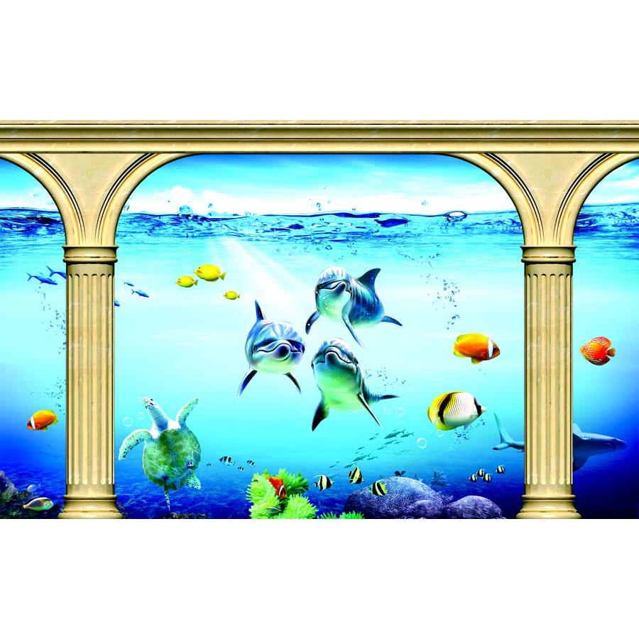 Tranh 3D Dán Tường Đại Dương không phai màu