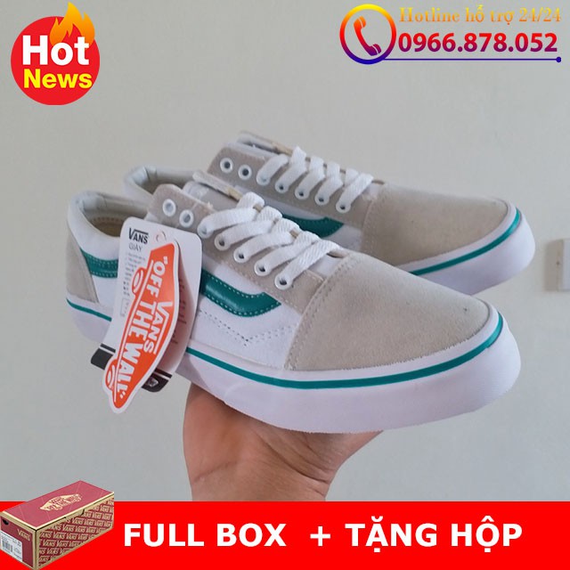 XIÊU giày vans old skool kelly green trắng sóng xanh mũi da lộn | Full box nhé | < 2020 new new ♚ ˇ -