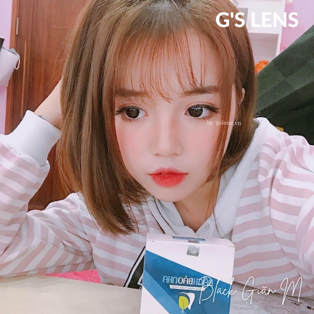 Lens Mắt Kính Áp Tròng Đen Trơn Size M Giãn Vừa 14.2mm Có 0 Đến 8 Độ Lệch Độ Black G'S LENS