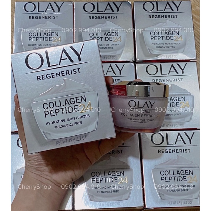 [Hàng USA] Kem dưỡng ẩm làm mờ vết nhăn Olay Collagen Peptide 24 Fragrance Free (48g)