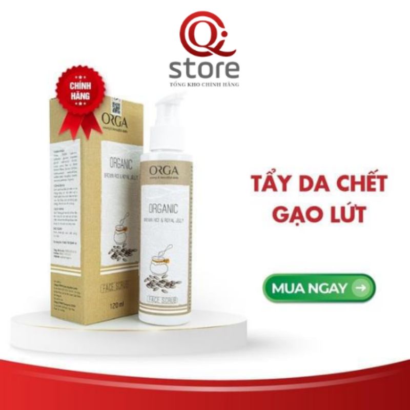 Tẩy Tế Bào Chết Da Mặt Le'Orga Gạo Lứt - Gel Hạt Tẩy Kì Ngừa Mụn, Trẻ Hóa, Trắng Da 180ml