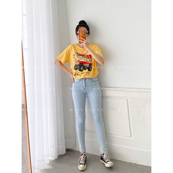 Quần Jean Skinny Lưng vừa ngang rốn G A P ko was chất co giãn thoải mái