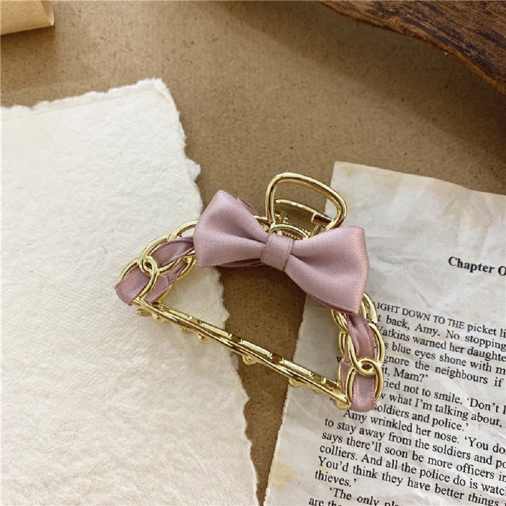 Kẹp tóc hình nơ làm từ hợp kim màu trơn thời trang nữ dễ thương