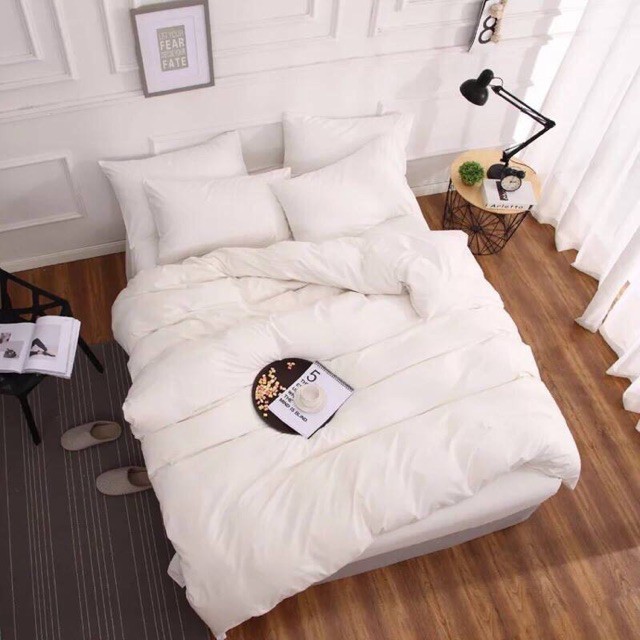 SET chăn ga gối cotton Poly khách sạn 4 mùa - Có sọc và không sọc - KT 2m2x2m