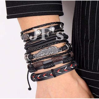 Vòng tay bện nhiều lớp phong cách vintage, vòng tay nam nữ Unisex