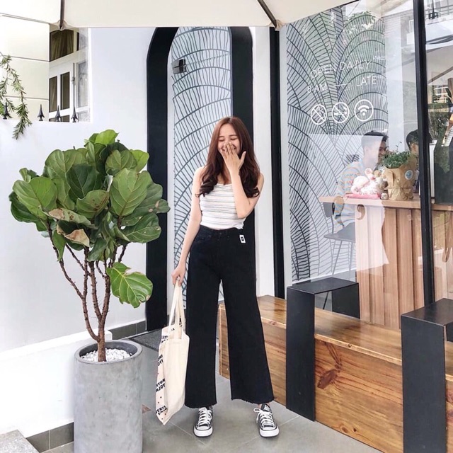 Quần culottes đen/trắng