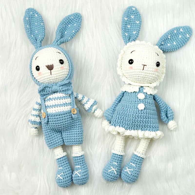 Set len đan móc cặp đôi thỏ đáng yêu đủ phụ kiện và chart