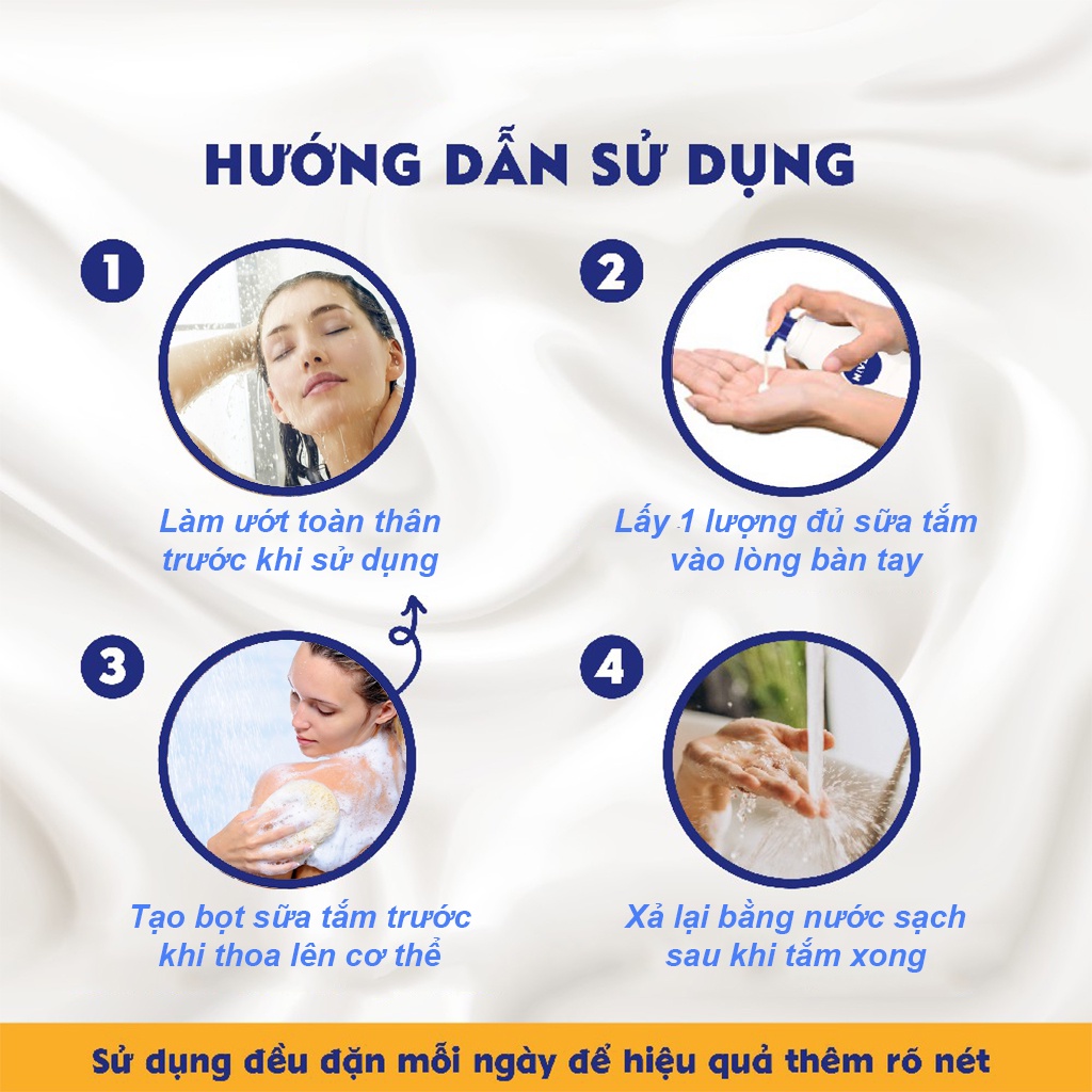 Sữa tắm trắng da NIVEA Bluten toàn thân, dưỡng ẩm cân bằng PH, hương nước hoa hồng thơm lâu