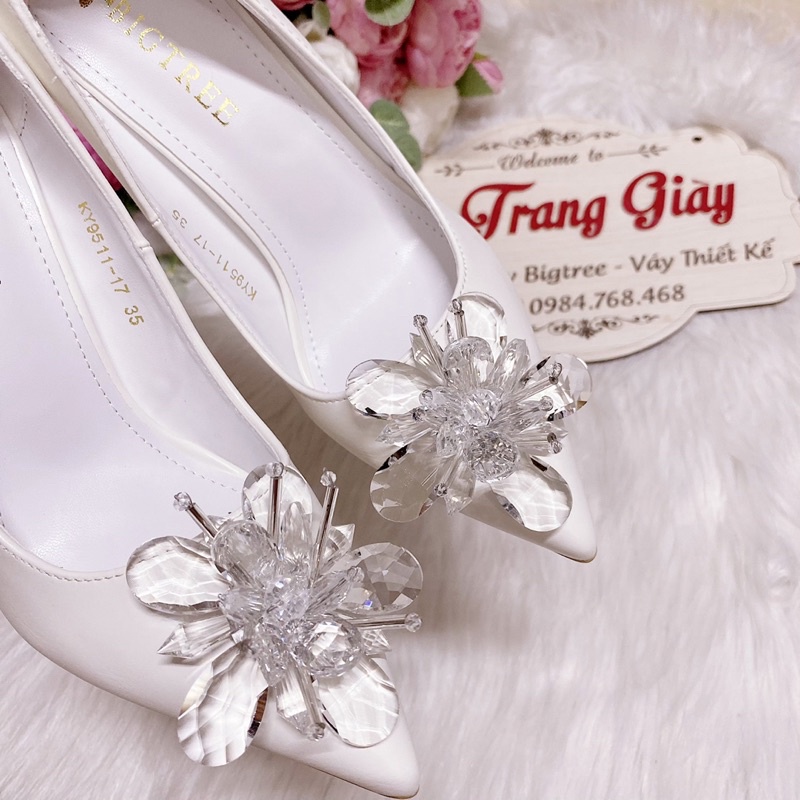 GIÀY CƯỚI ĐÍNH HOA ĐÁ PHA LÊ CAO CẤP
