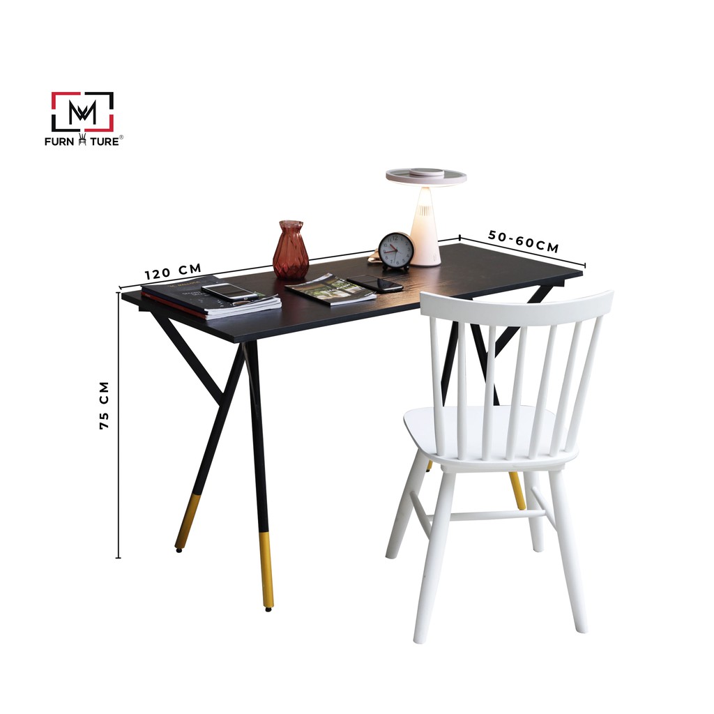 BÀN GỖ HỌC VÀ LÀM VIỆC CHÂN SẮT SIZE NGANG 60 - BUTTERFLY TABLE D60