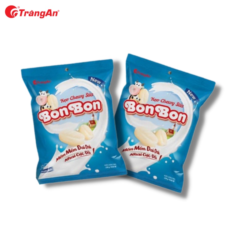 Combo 2 gói kẹo Chewy sữa Bon Bon 250g, thương hiệu Tràng An