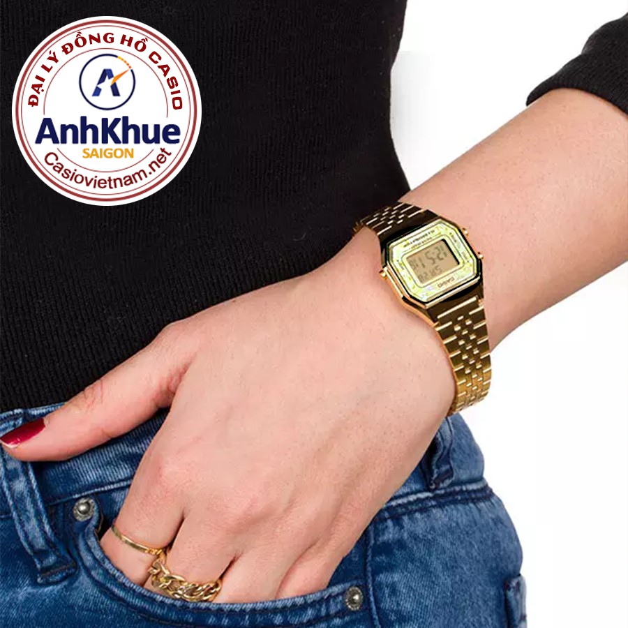Đồng Hồ Casio Nữ LA680WGA-9CDF Dây Kim Loại Mạ Vàng- Viền Mặt Hoa Hồng