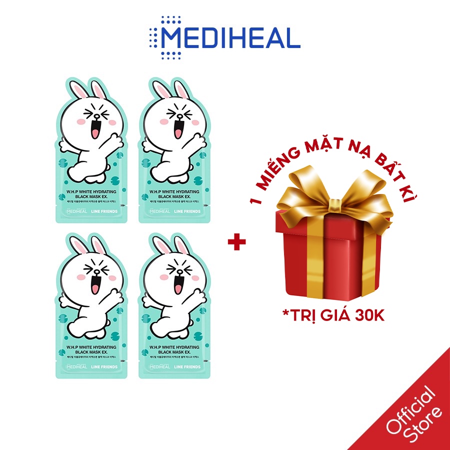 Mặt nạ dưỡng trắng Line Friends THỎ W.H.P White Hydrating Black Beauty Mask EX 25ml [K93]