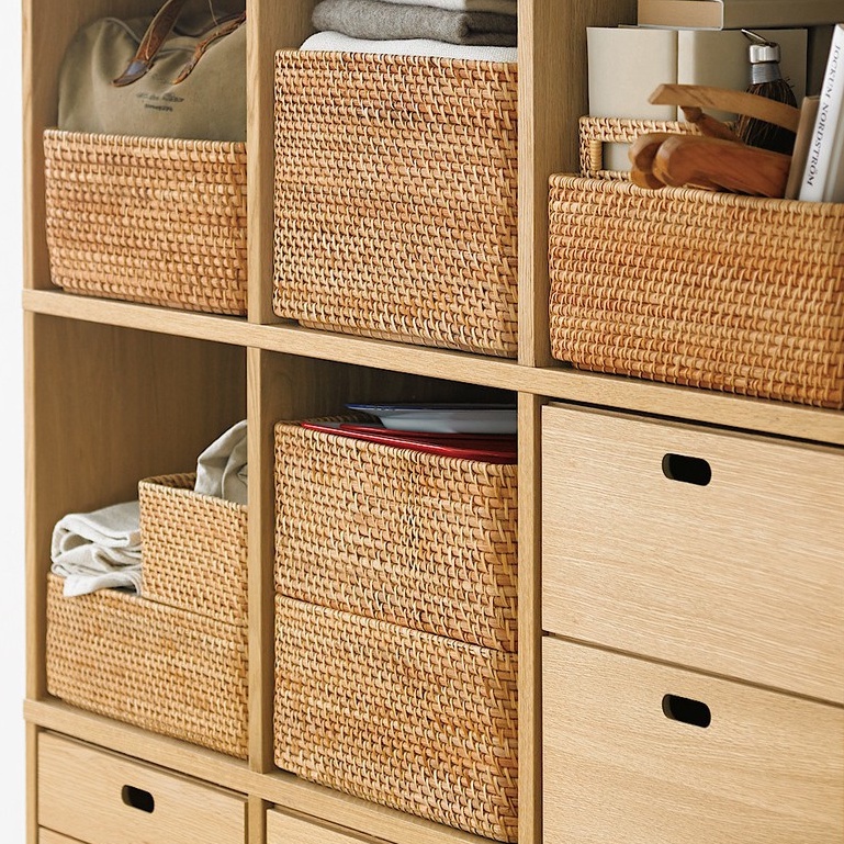 Hộp đựng đồ đan tay BAMBOOO ECO đựng quần áo đồ chơi trang trí đồ dùng cá nhân trong gia đình , khách sạn , nhà hàng