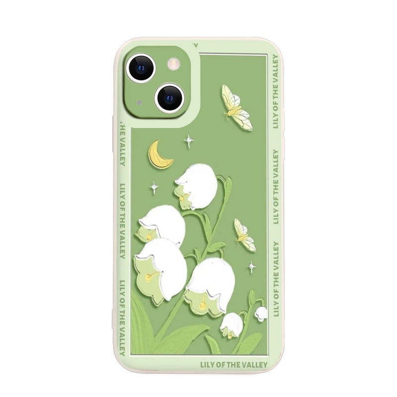 Ốp iphone - Ốp lưng iphone cạnh vuông viền camera Hoa lily dành cho ip 6 đến 14promax - ng075