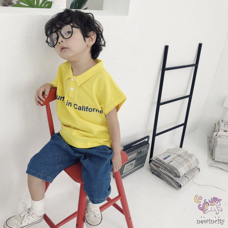 Set Áo Thun Ba Lỗ Và Quần Short Bằng Vải Denim Cho Bé Trai