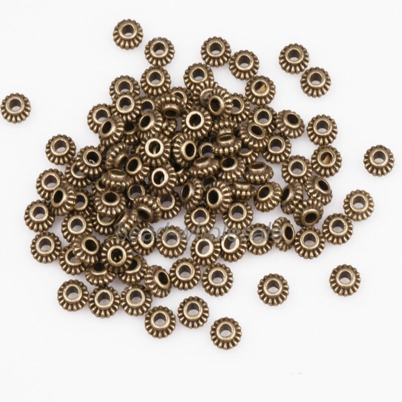 Bộ 100 Hạt Kim Loại Hình Bánh Răng 6MM Dùng Làm Trang Sức DIY