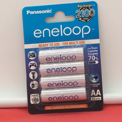 Vỉ 4 pin sạc AA ( pin tiểu ) eneloop 1900mAh trắng