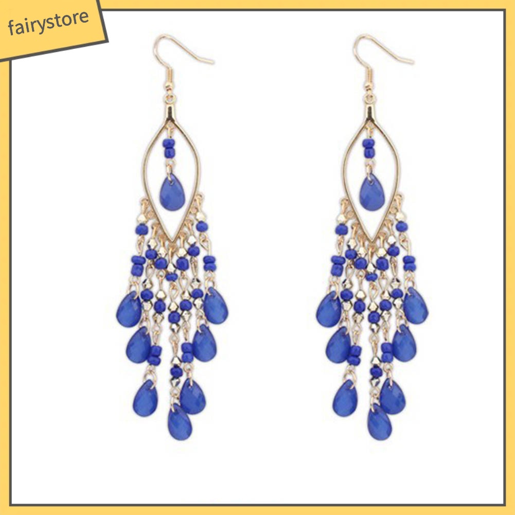 Khuyên Tai Xỏ Hạt Tua Rua Phong Cách Bohemia